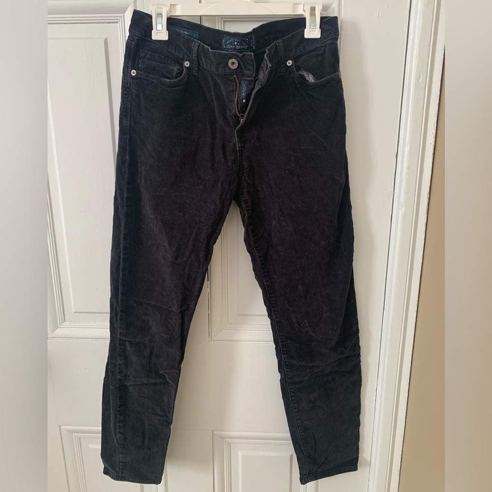 Lucky Brand Black/grey Straight-Leg Corduroy Pants